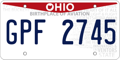 OH license plate GPF2745