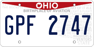 OH license plate GPF2747
