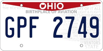 OH license plate GPF2749