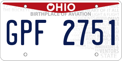 OH license plate GPF2751