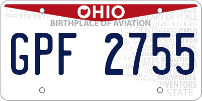 OH license plate GPF2755