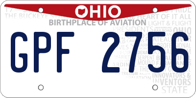 OH license plate GPF2756