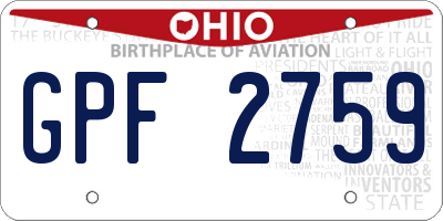OH license plate GPF2759