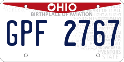 OH license plate GPF2767
