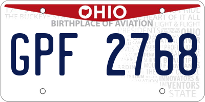 OH license plate GPF2768
