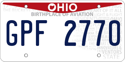 OH license plate GPF2770