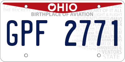 OH license plate GPF2771