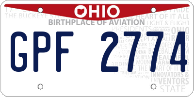 OH license plate GPF2774