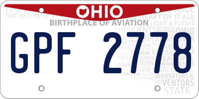 OH license plate GPF2778
