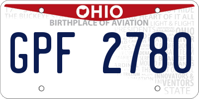 OH license plate GPF2780