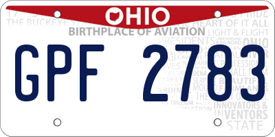 OH license plate GPF2783