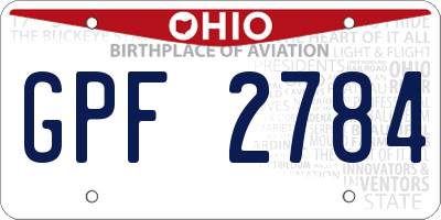 OH license plate GPF2784