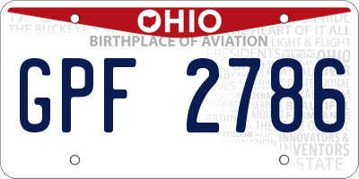 OH license plate GPF2786