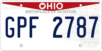 OH license plate GPF2787
