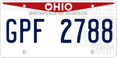 OH license plate GPF2788