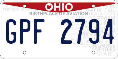 OH license plate GPF2794