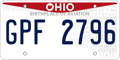 OH license plate GPF2796