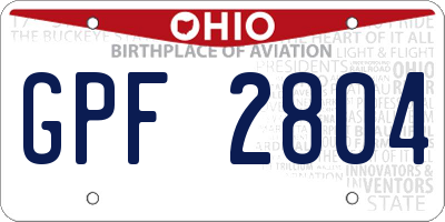 OH license plate GPF2804