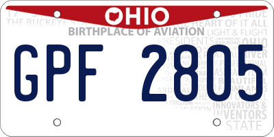 OH license plate GPF2805