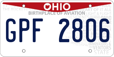 OH license plate GPF2806