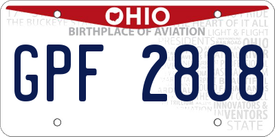 OH license plate GPF2808