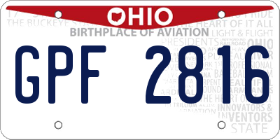 OH license plate GPF2816