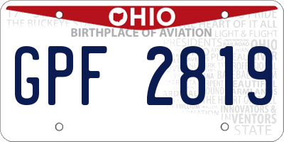 OH license plate GPF2819