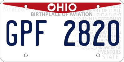OH license plate GPF2820