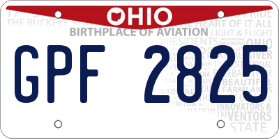 OH license plate GPF2825