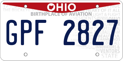 OH license plate GPF2827