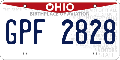 OH license plate GPF2828