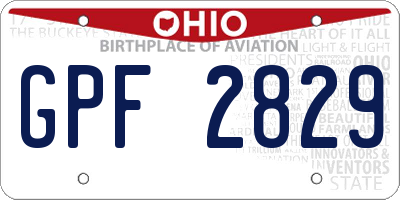 OH license plate GPF2829