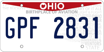 OH license plate GPF2831