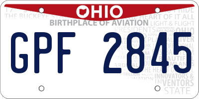 OH license plate GPF2845