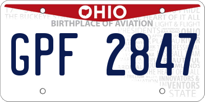 OH license plate GPF2847