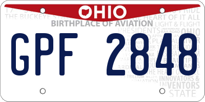 OH license plate GPF2848