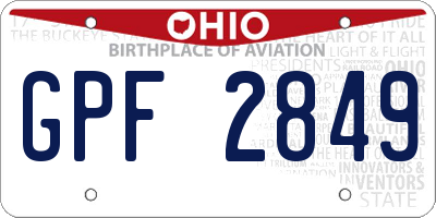 OH license plate GPF2849