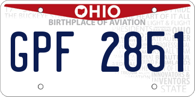 OH license plate GPF2851