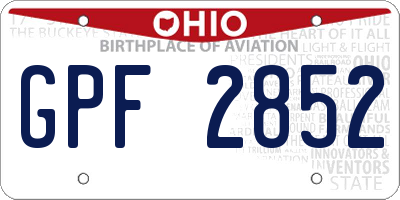 OH license plate GPF2852