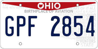 OH license plate GPF2854
