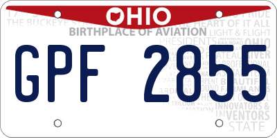 OH license plate GPF2855