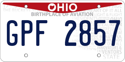 OH license plate GPF2857