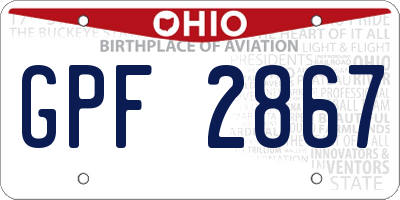 OH license plate GPF2867