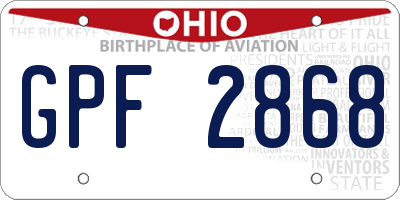 OH license plate GPF2868