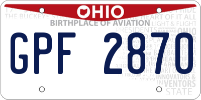 OH license plate GPF2870