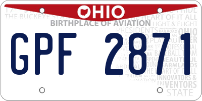 OH license plate GPF2871