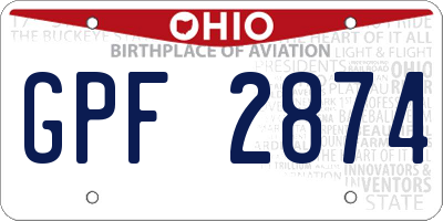OH license plate GPF2874