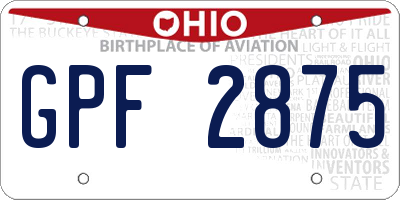 OH license plate GPF2875