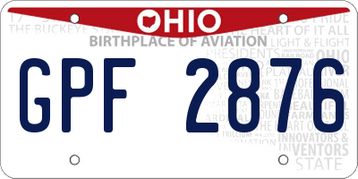OH license plate GPF2876