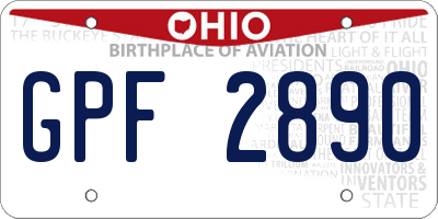 OH license plate GPF2890